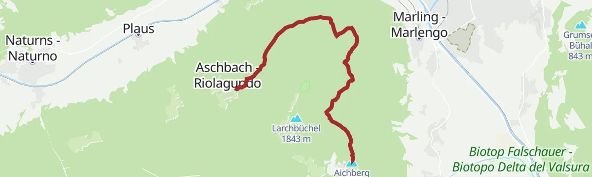 Route map: Dal Monte San Vigilio lungo il Sentiero Egger fino a Rio Lagundo